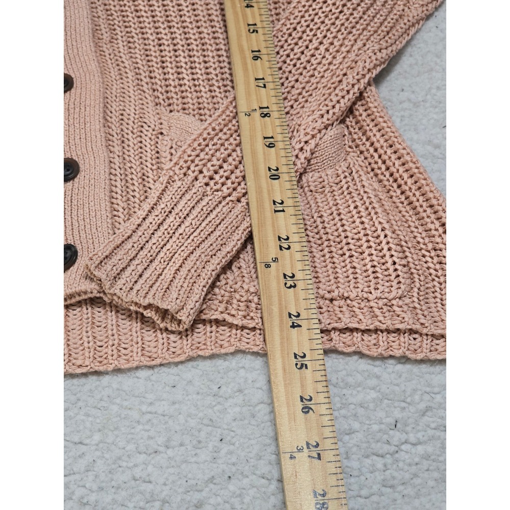 DemyLee New York Womens XS Pink Cotton Open Knit Button Front Cardigan Sweater - Picture 7 of 11